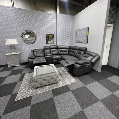 Nova Corner Electric Recliner Sofa In Grey With Black Trim