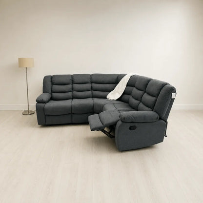 MNS Fabric Recliner Sofa Grey Manual Recliner Double Corner