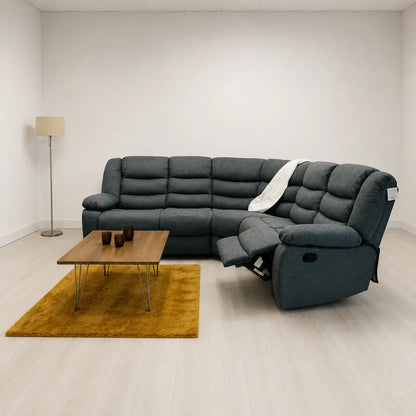 MNS Fabric Recliner Sofa Grey Manual Recliner Double Corner