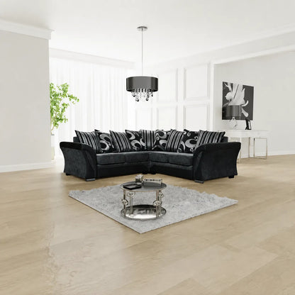 Shannon Fabric Corner Luxuries Sofa in Black & Grey