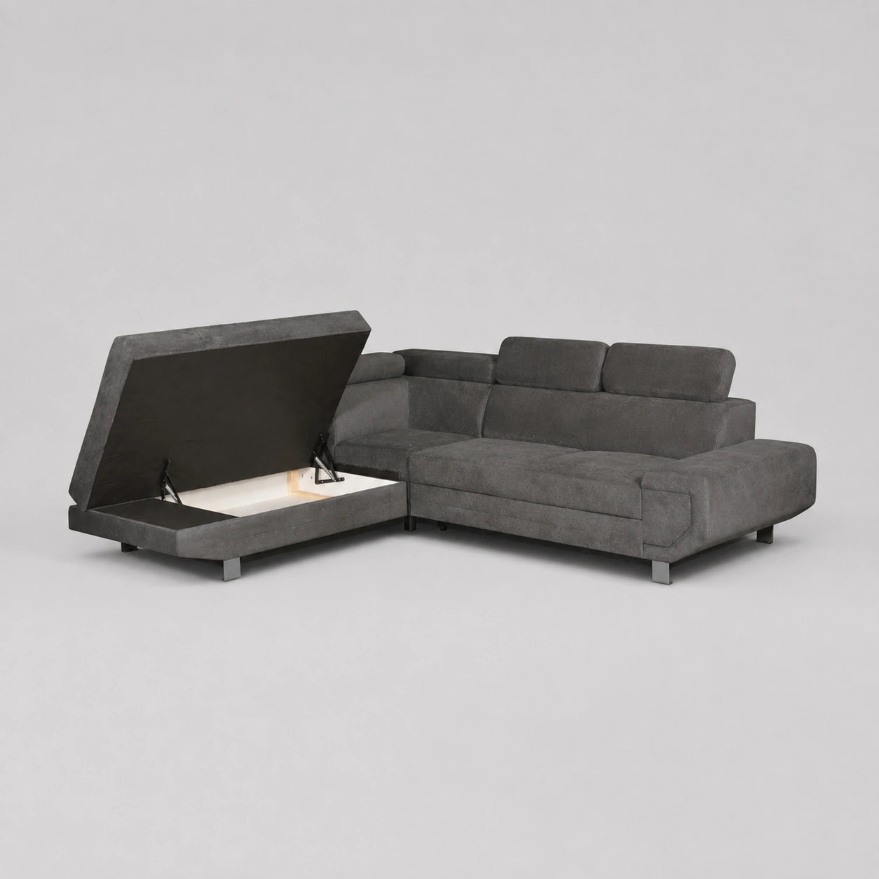 MNS Artic Left Hand Facing Corner Sofa Bed With Storage Box - Grey