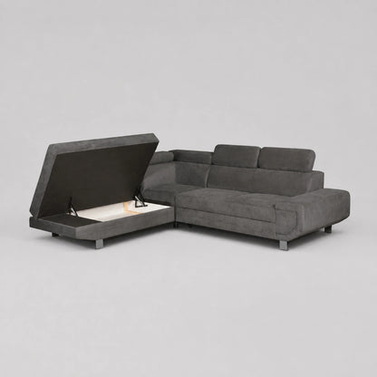 MNS Artic Left Hand Facing Corner Sofa Bed With Storage Box - Grey