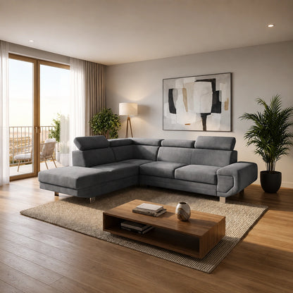 MNS Artic Left Hand Facing Corner Sofa Bed With Storage Box - Grey
