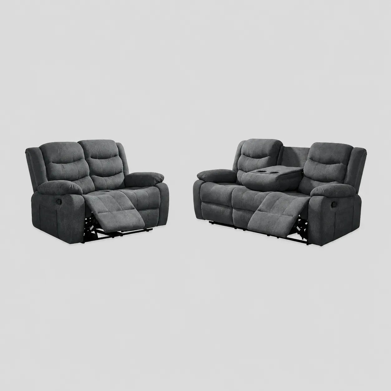Conway Grey Fabric Manual Recliner 3+2 Seater Sofa Set