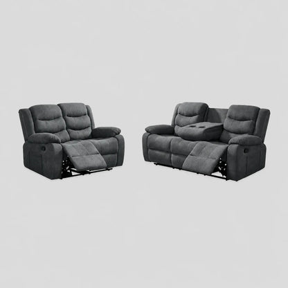 Conway Grey Fabric Manual Recliner 3+2 Seater Sofa Set