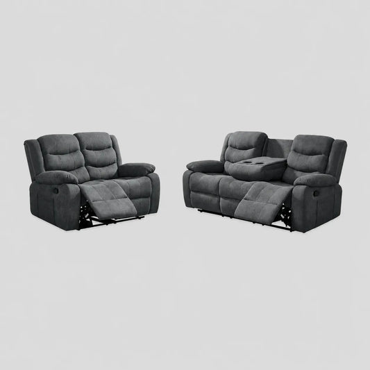 Conway Grey Fabric Manual Recliner 3+2 Seater Sofa Set