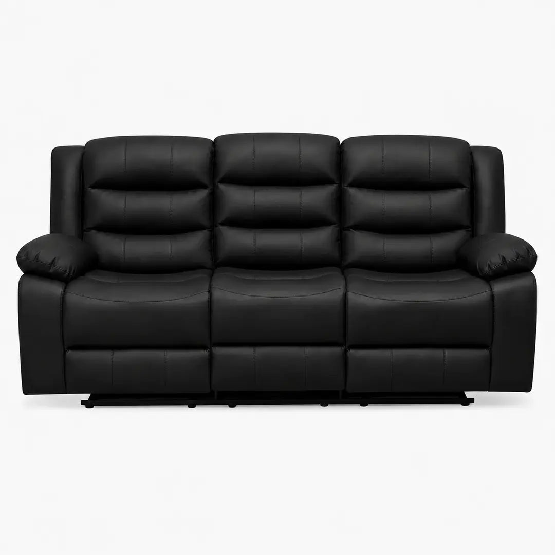 Roma Black Leather Manual Recliner 3+2 Seater Sofa Set