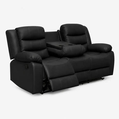 Roma Black Leather Manual Recliner 3+2 Seater Sofa Set