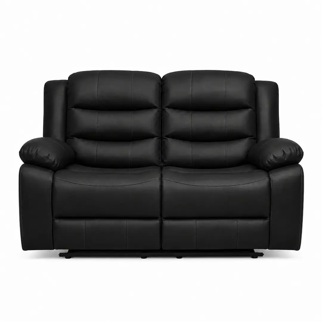 Roma Black Leather Manual Recliner 3+2 Seater Sofa Set