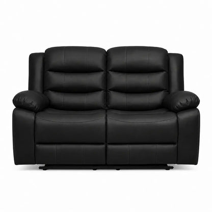 Roma Black Leather Manual Recliner 3+2 Seater Sofa Set
