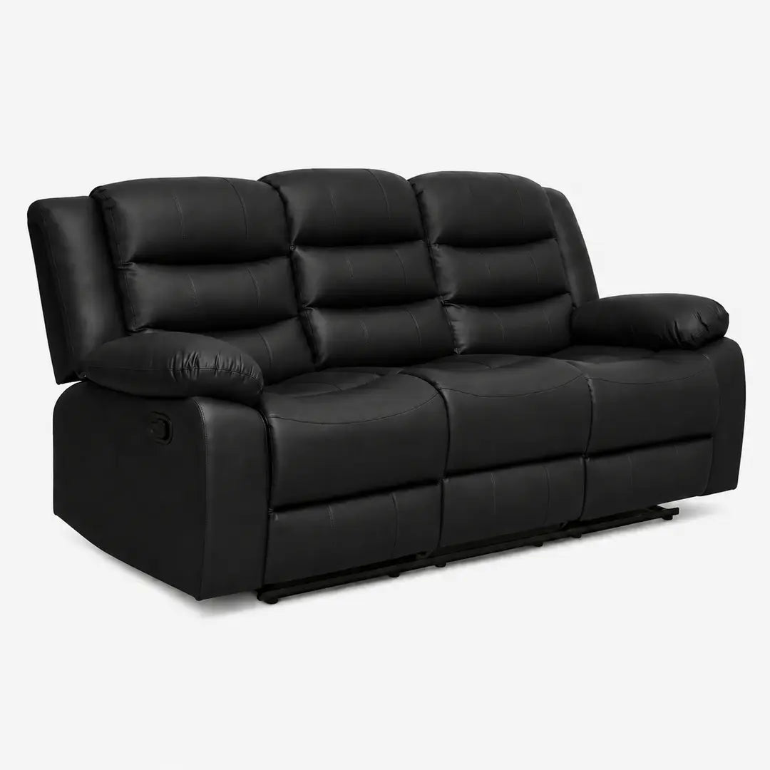 Roma Black Leather Manual Recliner 3+2 Seater Sofa Set