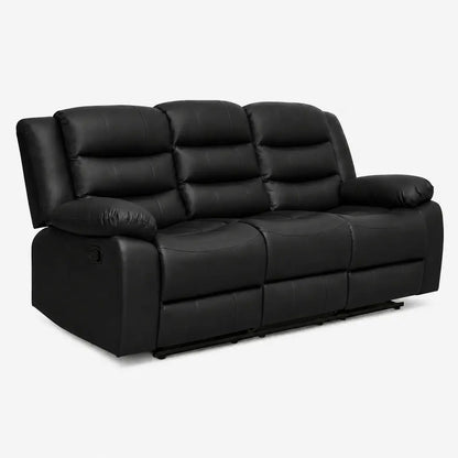 Roma Black Leather Manual Recliner 3+2 Seater Sofa Set