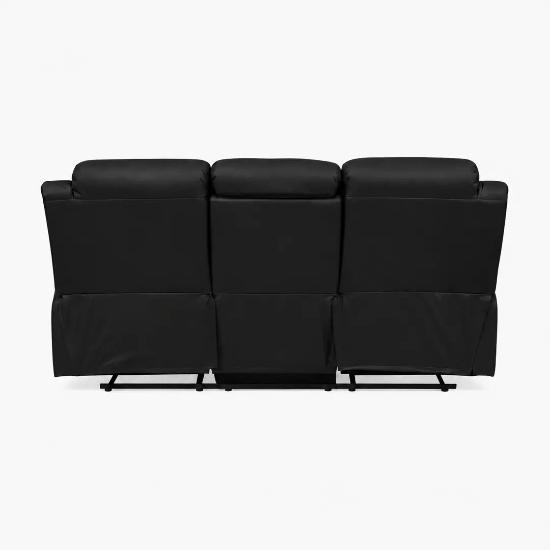 Roma Black Leather Manual Recliner 3+2 Seater Sofa Set