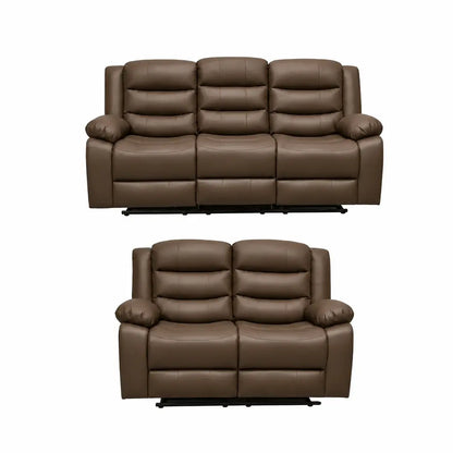 Roma Black Leather Manual Recliner 3+2 Seater Sofa Set