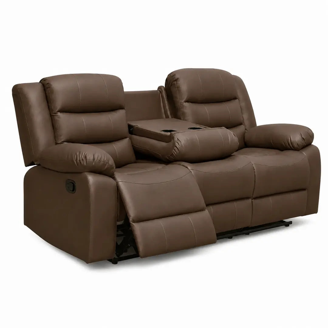 Roma Black Leather Manual Recliner 3+2 Seater Sofa Set