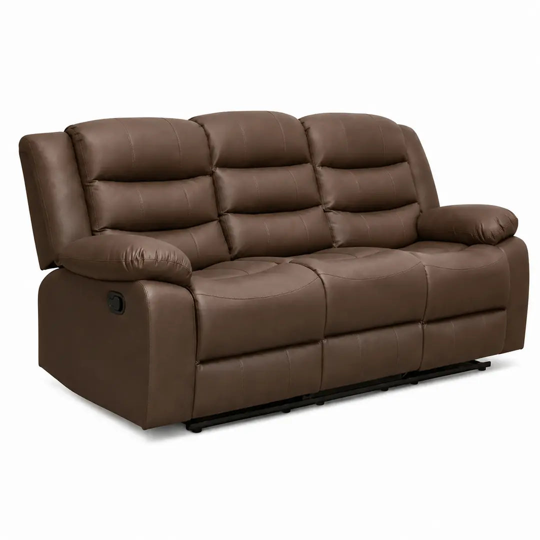 Roma Black Leather Manual Recliner 3+2 Seater Sofa Set