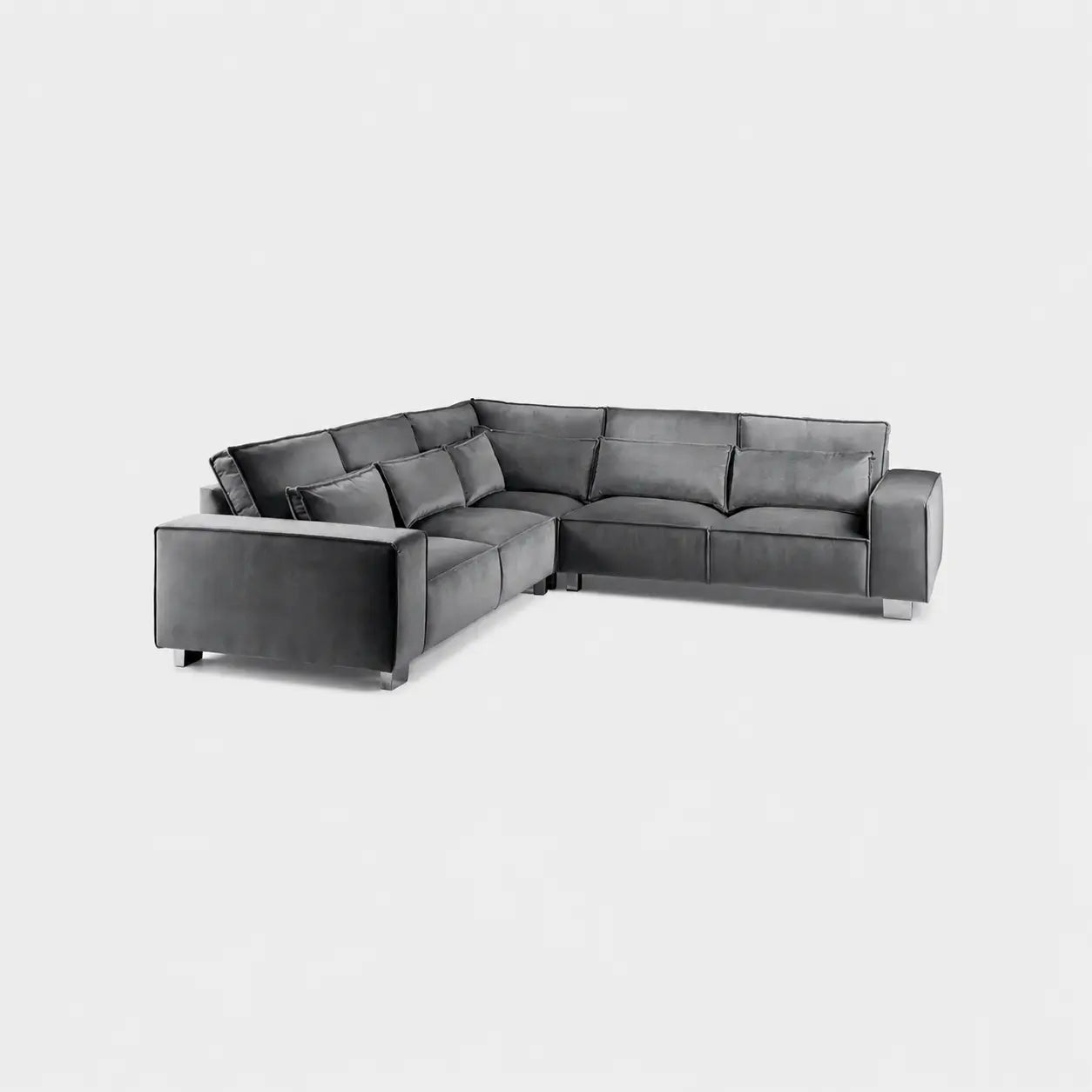 Sloane Luxury Large Double Corner Grey Sofa Plush Velvet