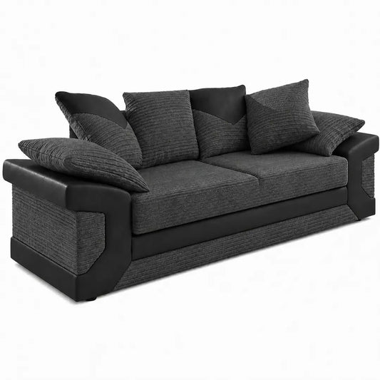sleepkings Dino 3 Seater 2 Seater Upholstered Combination Fabric Black Grey (Black & Grey, 3+2 Seater Set)