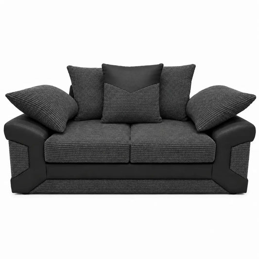 sleepkings Dino 3 Seater 2 Seater Upholstered Combination Fabric Black Grey (Black & Grey, 3+2 Seater Set)
