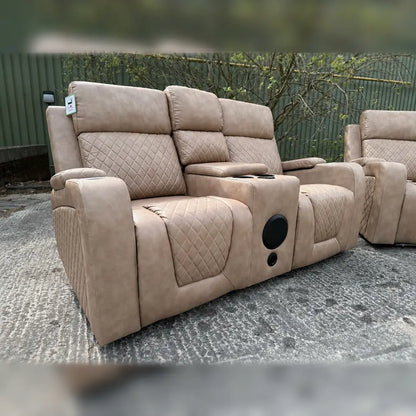 MNS Florida Music Electric Recliners 3+2 Seater Leather Sofa Bluetooth Speakers, LED LIGHTS, USB CHARGER