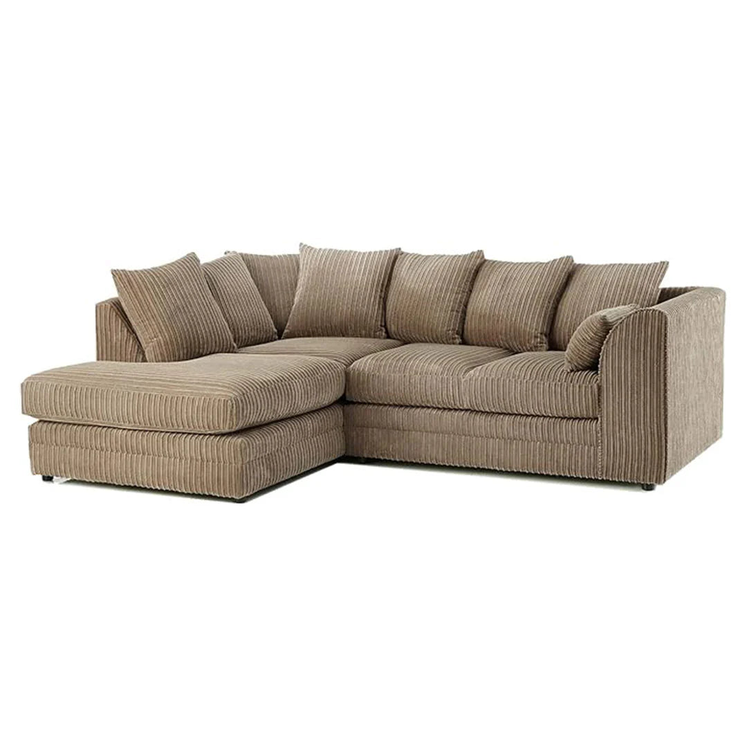 MNS Luxor Fabric Corner Sofa Silver | Soft Jumbo Cord 3-4 Seater Corner Sofa