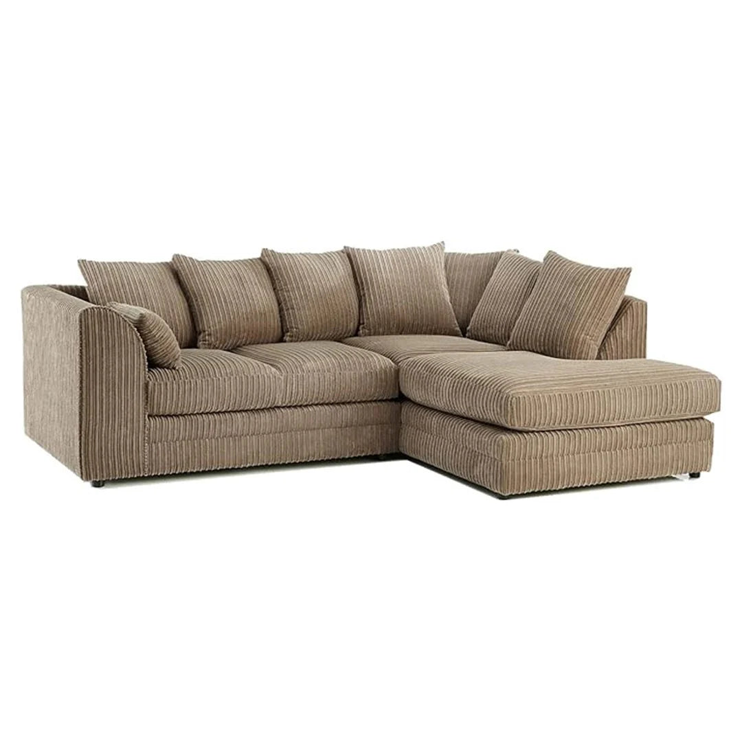 MNS Luxor Fabric Corner Sofa Silver | Soft Jumbo Cord 3-4 Seater Corner Sofa