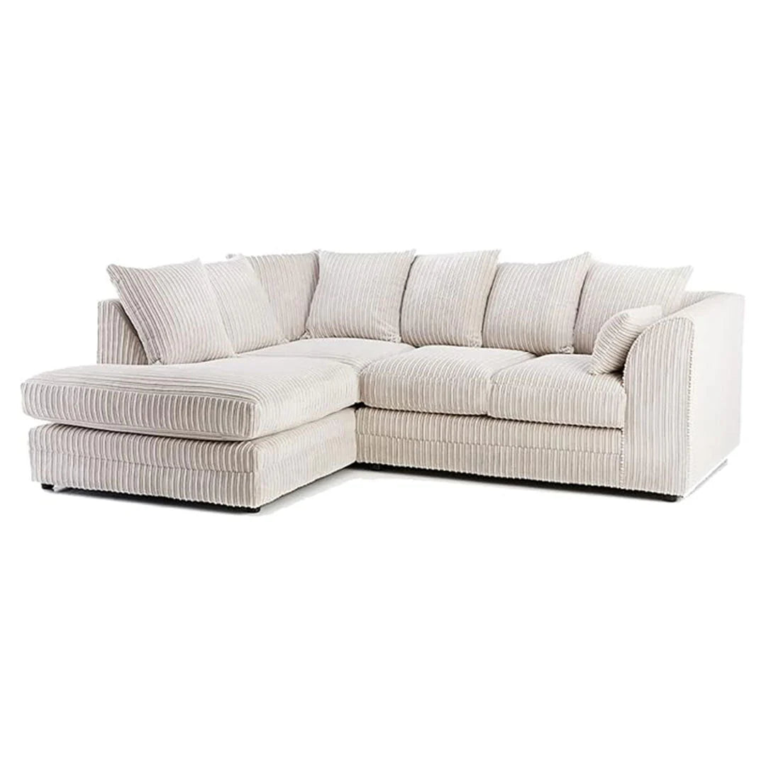 MNS Luxor Fabric Corner Sofa Silver | Soft Jumbo Cord 3-4 Seater Corner Sofa