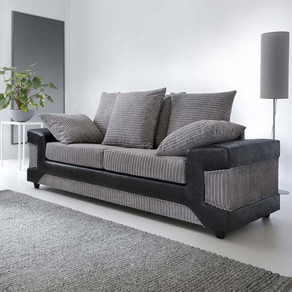 sleepkings Dino 3 Seater 2 Seater Upholstered Combination Fabric Black Grey (Black & Grey, 3+2 Seater Set) - MNS (MY NEW SOFA) LTD