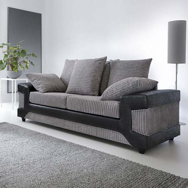 sleepkings Dino 3 Seater 2 Seater Upholstered Combination Fabric Black Grey (Black & Grey, 3+2 Seater Set)