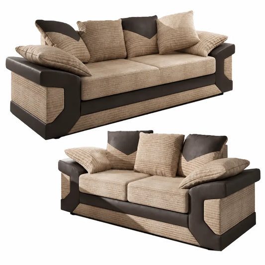 sleepkings Dino 3 Seater 2 Seater Upholstered Combination Fabric Black Grey (Black & Grey, 3+2 Seater Set)