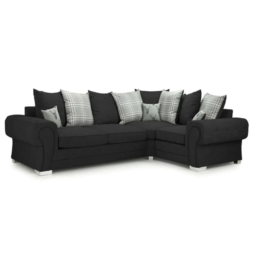 Verona Scatter back 4 seater sofa Black Right and Left Hand Facing Corner