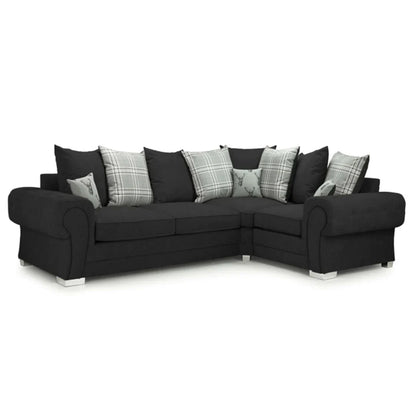 Verona Scatter back 4 seater sofa Black Right and Left Hand Facing Corner