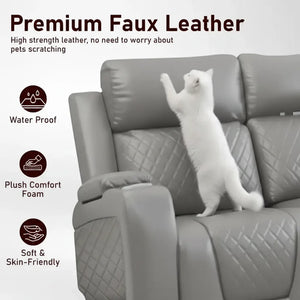 Florida Music Electric Recliners 3+2 Seater Leather Sofa Black