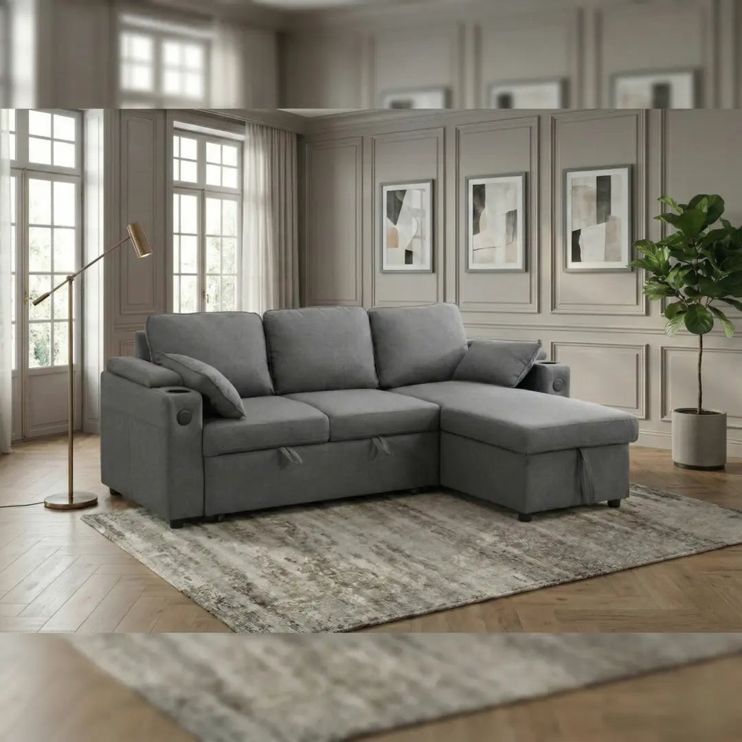 Francesca Sofa Bed (Universal) in Grey fabric - USB
