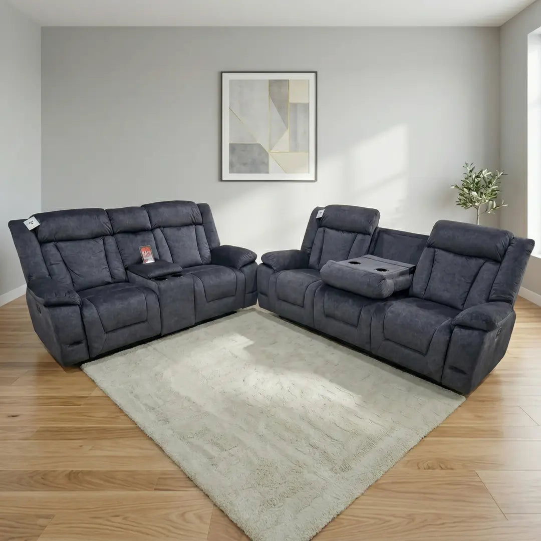Beunis Aire 3+2 Plush Velvet Manual Recliner Sofa Set