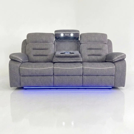 Hafsa Music 3+2 Grey OTE Fabric E/ R Sofa Set , USB, LED, Bluetooth.
