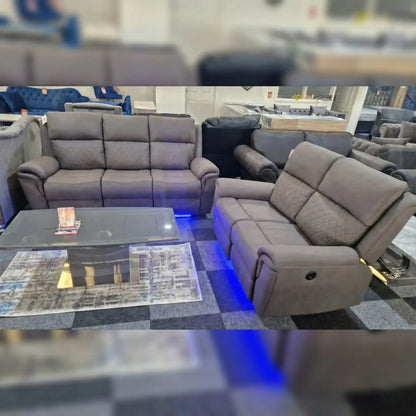Florence Electric Recliner Sofa Set 3+2+1 Grey Fabric