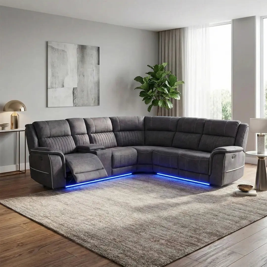 Hannah Electric Corner Sofa Micro Fibre Fabric (270cm x 230cm)