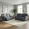 Roma Fabric Recliner Corner Sofa Grey 