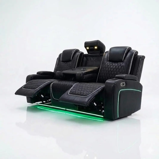 Malaga 3 + 2 (Music) Electrical Recliner Sofa Set ( Ash Grey/ Cream or Black)

