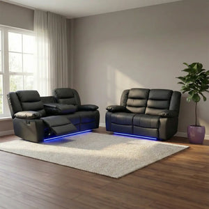 Roma leather recliner sofa with cupholders
