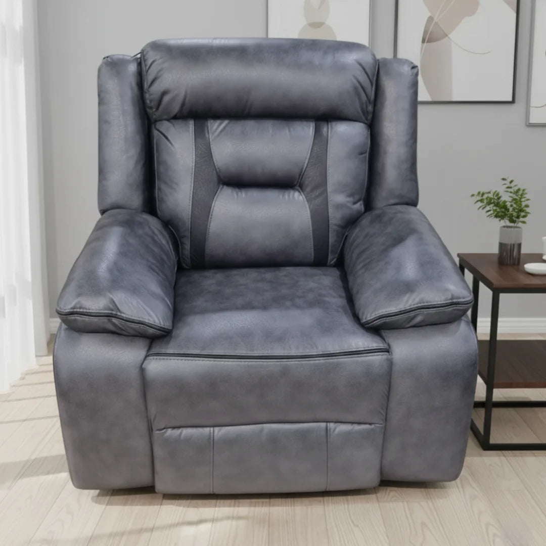 Nova Leather Electric Recliner Arm Chair Grey - MNS (MY NEW SOFA) LTD