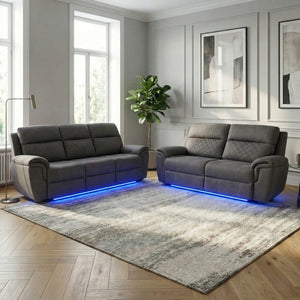 Florence Electric Recliner Sofa Set 3+2+1 Grey Fabric