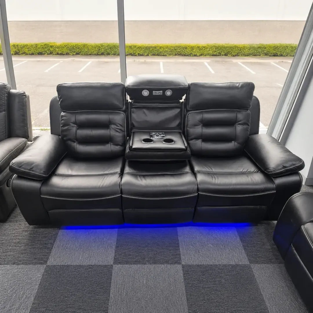 Hafsa Music Electric Recliners. Grey 3 + 2 Sofa Set , USB, LED, Bluetooth.