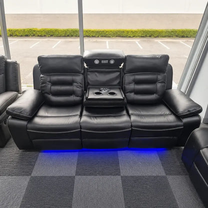 Hafsa Music Electric Recliners. Grey 3 + 2 Sofa Set , USB, LED, Bluetooth.