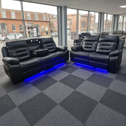 Hafsa Music Electric Recliners. Grey 3 + 2 Sofa Set , USB, LED, Bluetooth.