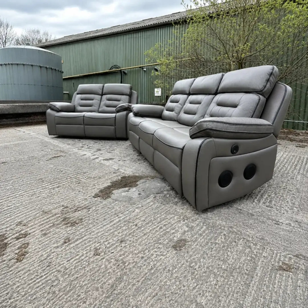 Hafsa Music Electric Recliners. Grey 3 + 2 Sofa Set , USB, LED, Bluetooth.