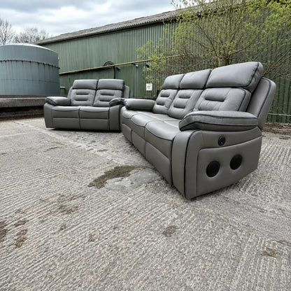 Hafsa Music Electric Recliners. Grey 3 + 2 Sofa Set , USB, LED, Bluetooth.