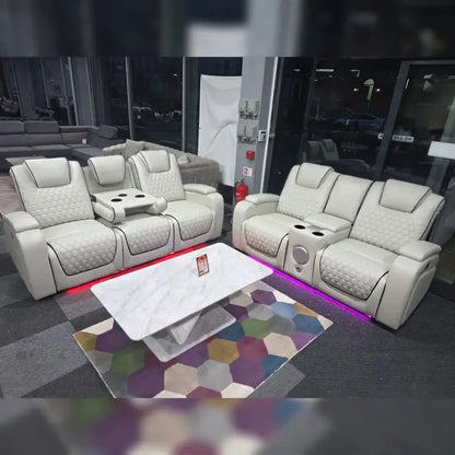 Malaga 3 + 2 (Music) Electrical Recliner Sofa Set ( Ash Grey/ Cream or Black)
