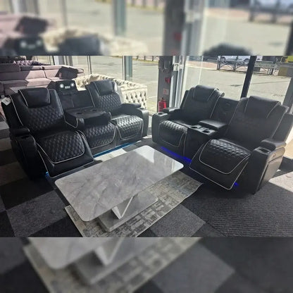Malaga 3 + 2 (Music) Electrical Recliner Sofa Set ( Ash Grey/ Cream or Black)
